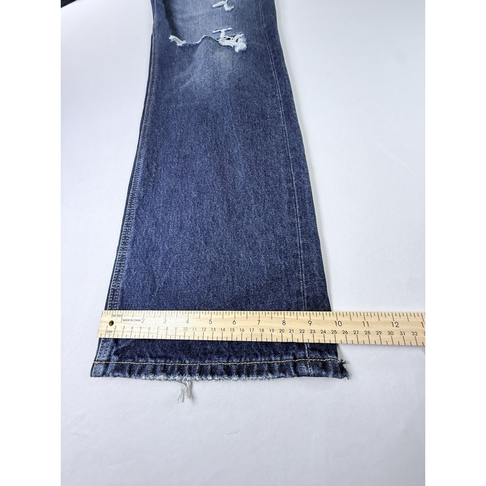 Flying Monkey Jeans Womens 29 High Rise Wide Leg Distressed Raw Hem Blue F4570D - Picture 5 of 9